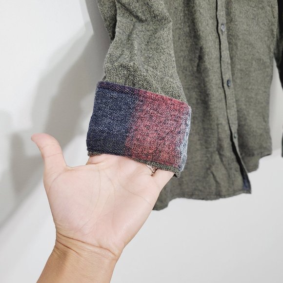 Point Zero Men's Cotton Button Down Shirt Leaf Green Comfy Pocket Long Sleeve - Picture 3 of 12